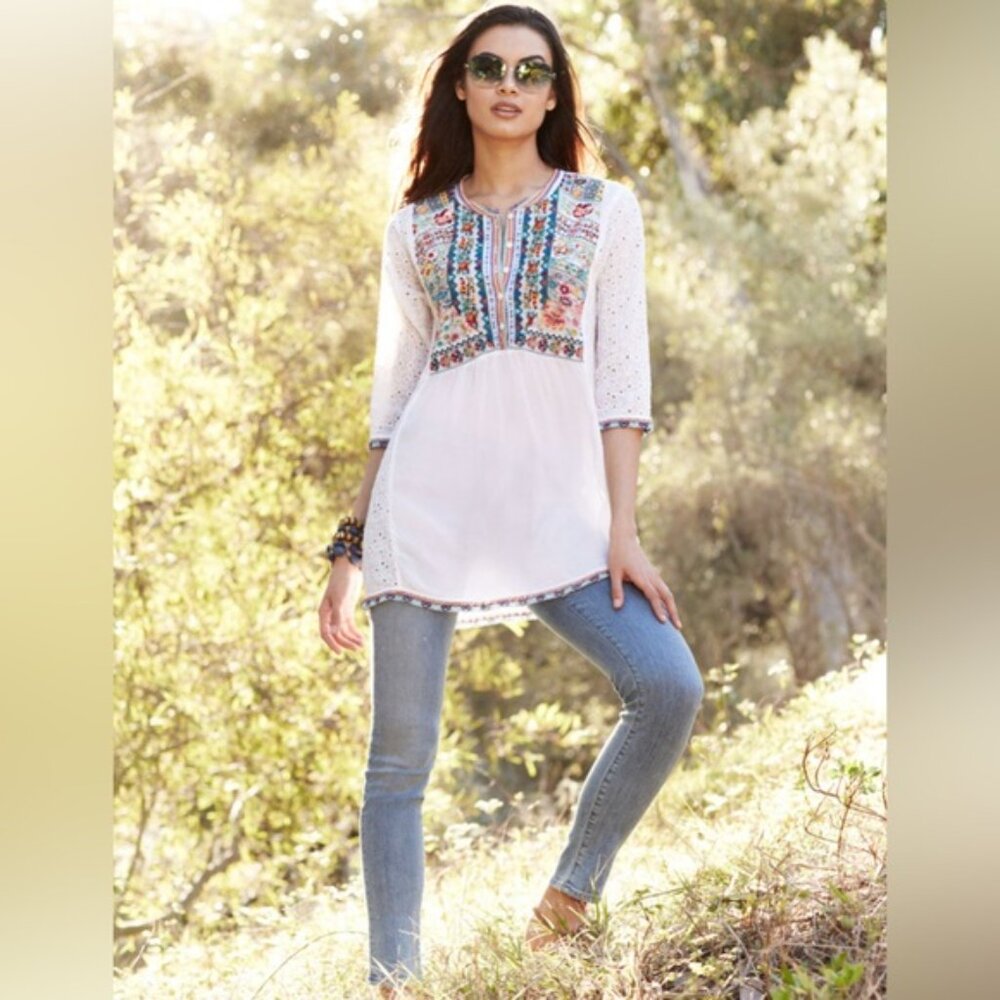 *Host Pick* Johnny Was Collection Petals Embroidered Eyelet Georgette Tunic, 2x